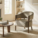 HOMCOM Accent Chair, Upholstered Armchair with Solid Wood Legs, Light Brown