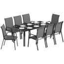 Outsunny 9 Pieces Patio Dining Set With Stackable Chairs, Dark Grey