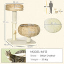 PawHut Cat Barrel Kitten Tree Tower Sisal Scratching Furniture Climbing Frame