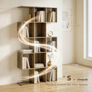 HOMCOM Geometric Bookshelf, 5-Tier S Shaped Bookcase, Rustic Brown
