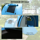 Outsunny 2 Room Camping Family Tent for 3-4 Man, 3000mm Waterproof, Sky Blue