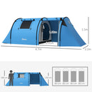 Outsunny 2 Room Camping Family Tent for 3-4 Man, 3000mm Waterproof, Sky Blue