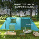 Outsunny 2 Room Camping Family Tent for 3-4 Man, 3000mm Waterproof, Sky Blue