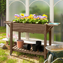 Outsunny Wooden Raised Planter With Lockable Wheels, Liner, Carbonised