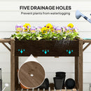 Outsunny Wooden Raised Planter With Lockable Wheels, Liner, Carbonised
