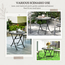 Outsunny Folding Round Tempered Glass Metal Table with Grey Rattan Edging