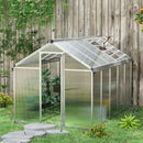 Outsunny Aluminium Greenhouse With/ Door Window Galvanised Base PC Panel
