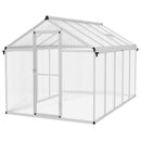Outsunny Aluminium Greenhouse With/ Door Window Galvanised Base PC Panel
