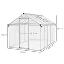 Outsunny Aluminium Greenhouse With/ Door Window Galvanised Base PC Panel