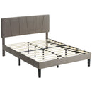 HOMCOM Bed Frame With 5-Level Adjustable Headboard Wooden Slats