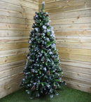 7ft (2.1m) Frosted Glacier Pine Snow Tipped Christmas Tree with Pinecones and 956 Tips