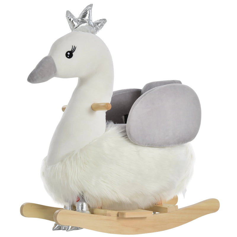 HOMCOM Children's Rocking Swan -White/Grey