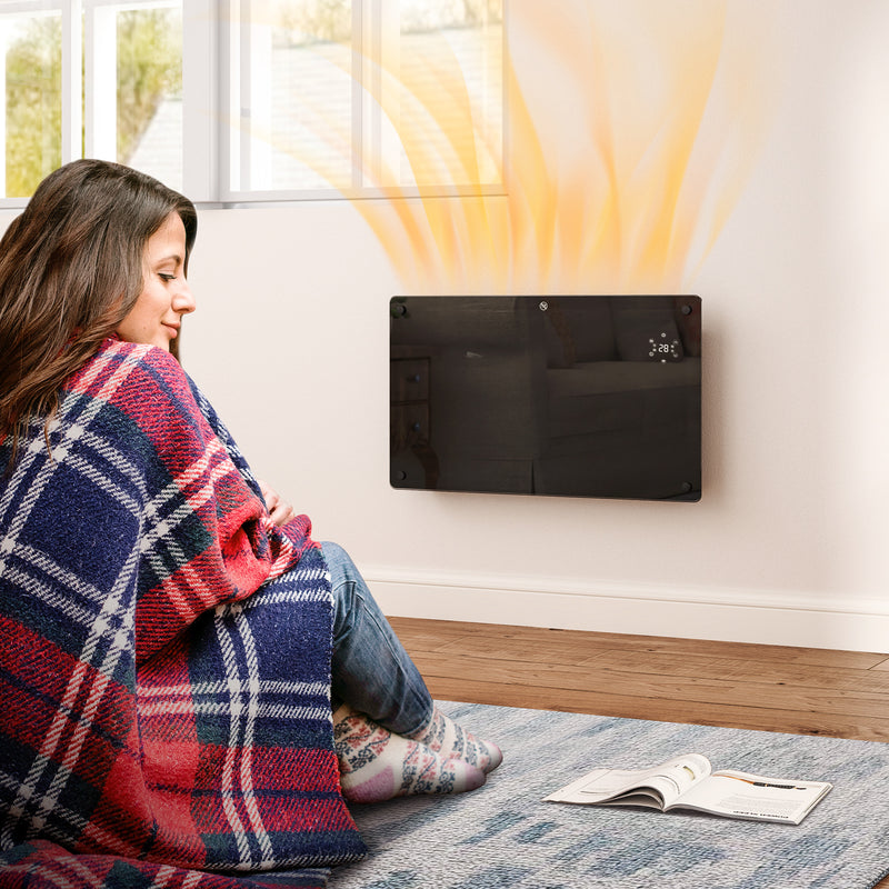 HOMCOM 1500W Electric Space Heater Radiator Wifi Smart App 24Hr 7 Day Timer