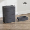 HOMCOM Bedroom Chest of Drawers, High Gloss 4 Drawers Dresser, Grey