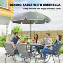 Outsunny 8 Piece Garden Dining Set With 6 Folding Chairs And Umbrella, Grey
