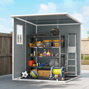 Outsunny 6 X 6 Ft Plastic Garden Shed With Floor, Lockable Doors, Grey