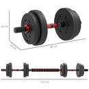 HOMCOM 15 kg Adjustable 2 in 1 Barbell Dumbbells Weight Set for Body Fitness