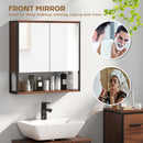HOMCOM Industrial Bathroom Cabinet With 2 Mirrored Doors Open Shelf