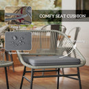 Outsunny Rattan Bistro Set, Small Balcony Furniture with Cushion, Light Grey