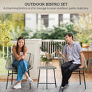 Outsunny Rattan Bistro Set, Small Balcony Furniture with Cushion, Light Grey