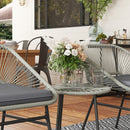 Outsunny Rattan Bistro Set, Small Balcony Furniture with Cushion, Light Grey