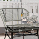 Outsunny Rattan Bistro Set, Small Balcony Furniture with Cushion, Light Grey