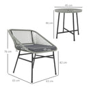 Outsunny Rattan Bistro Set, Small Balcony Furniture with Cushion, Light Grey