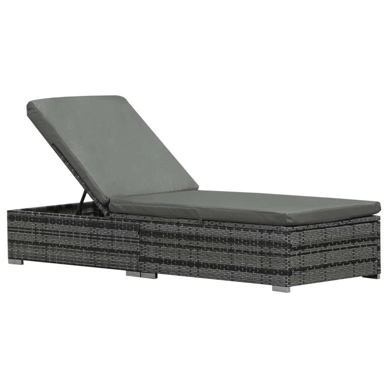 Outsunny Rattan Reclining Lounger - Grey