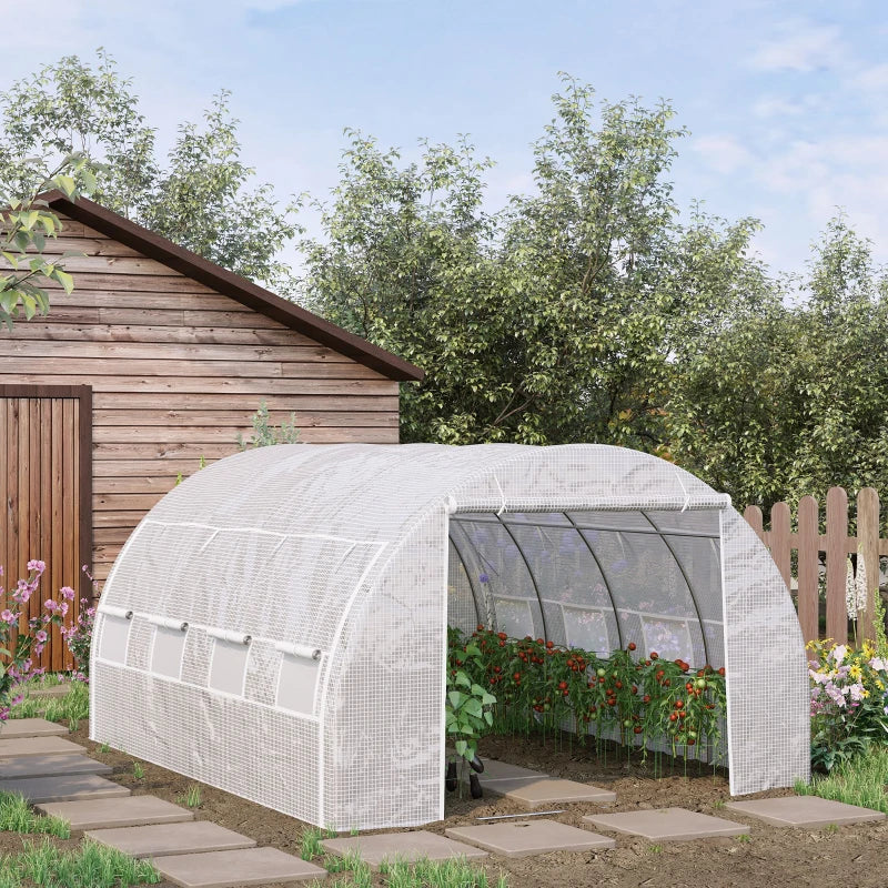 Outsunny Greenhouse Polytunnel 4x3x2m - White