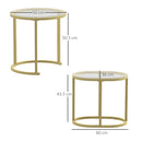 HOMCOM 2 Pcs Coffee Table with Faux Marble Side Accent Tables White