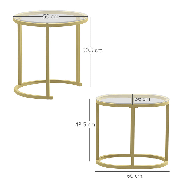 HOMCOM 2 Pcs Coffee Table with Faux Marble Side Accent Tables White