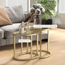 HOMCOM 2 Pcs Coffee Table with Faux Marble Side Accent Tables White