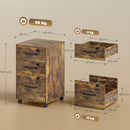 HOMCOM 3 Drawer File Cabinet Rolling Filing Cabinet For A4 And Letter Brown