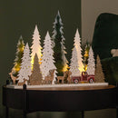 31cm Battery Operated Light up Wooden Christmas Tree with Deer and 15 Warm White LEDs