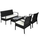 Outsunny 4 Pieces Outdoor PE Rattan Corner Sofa With Cushions - Black