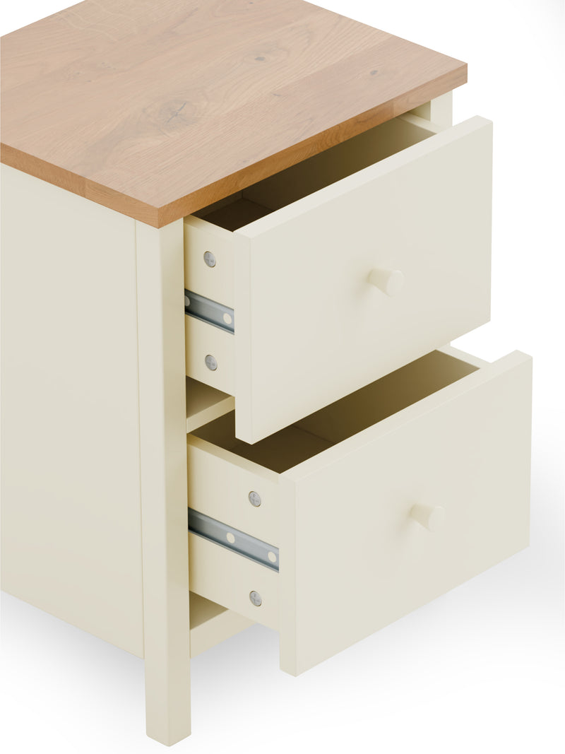 Coxmoor 2 Drawer Bedside - Ivory and Oak
