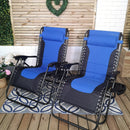 Set Of 2 Luxury Padded Multi Position Zero Gravity Garden Relaxer Chair Lounger In Blue & Black