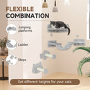 PawHut 4PCs Cat Wall Shelves with Steps, Ladder, Jumping Platforms