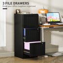 HOMCOM 3 Drawer File Cabinet with Lock and Adjustable Hanging Bars, Black