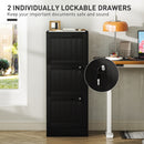 HOMCOM 3 Drawer File Cabinet with Lock and Adjustable Hanging Bars, Black