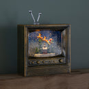 22cm Battery Operated Light up Antique Gold TV Christmas Water Spinner with Santa Scene & LEDs