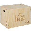 HOMCOM 3-in-1 Wooden Plyo Box for Home Gym, Workout Training, Natural