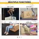 HOMCOM 3-in-1 Wooden Plyo Box for Home Gym, Workout Training, Natural