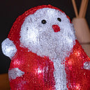 19cm Battery Operated Light up Acrylic Christmas Santa Decoration with 16 Ice White LEDs