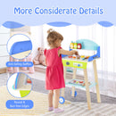 Kid's Pretend Barbecue Grill Play Set with Play Food, Push Handle and Wheels