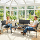 Outsunny 4 Piece Garden Furniture Set, HDPE Metal Outdoor Sofa, Black