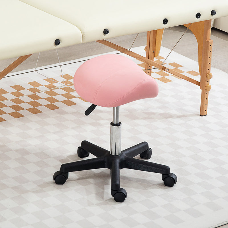 HOMCOM Saddle Stool Adjustable Rolling Salon Chair for Massage Spa Beauty Pink