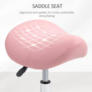 HOMCOM Saddle Stool Adjustable Rolling Salon Chair For Massage Spa Beauty Pink