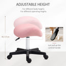 HOMCOM Saddle Stool Adjustable Rolling Salon Chair For Massage Spa Beauty Pink