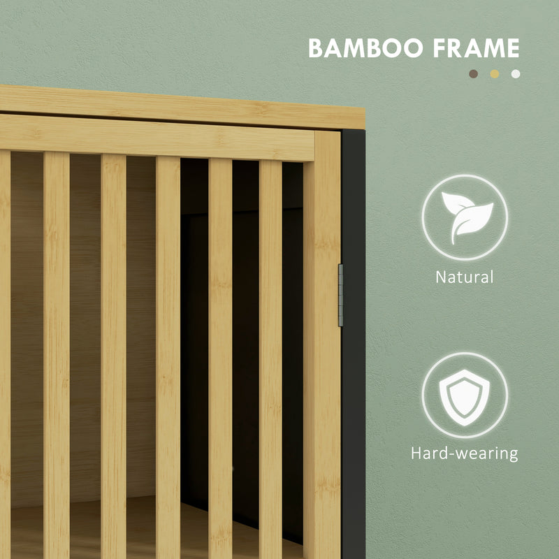 HOMCOM Tall Bathroom Cabinet Bamboo Bathroom Cupboard With Adjustable Shelves